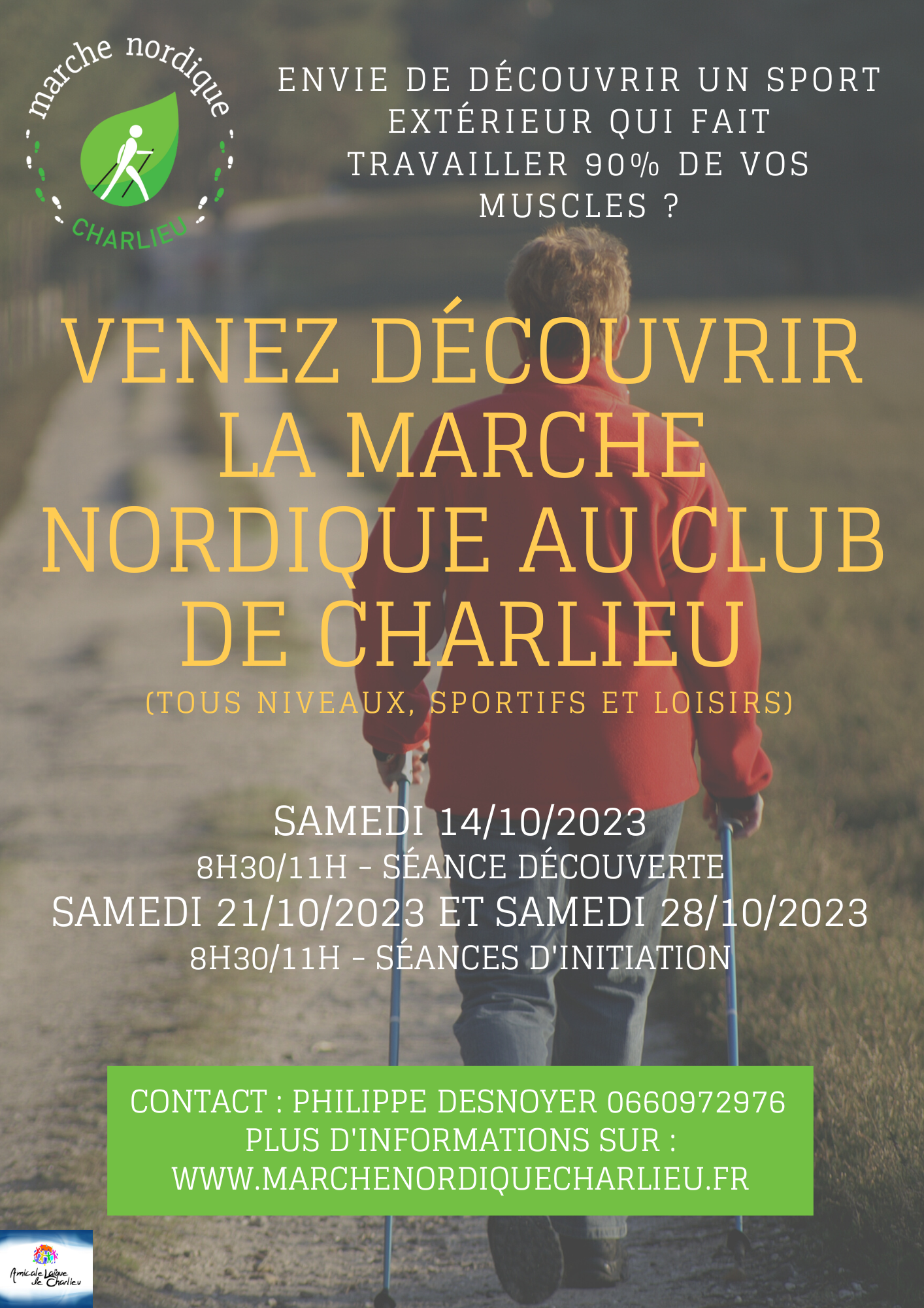flyer marche nordique roanne charlieu loire loisir Séances d'initiation et de découverte 8 - 2023 - Octobre